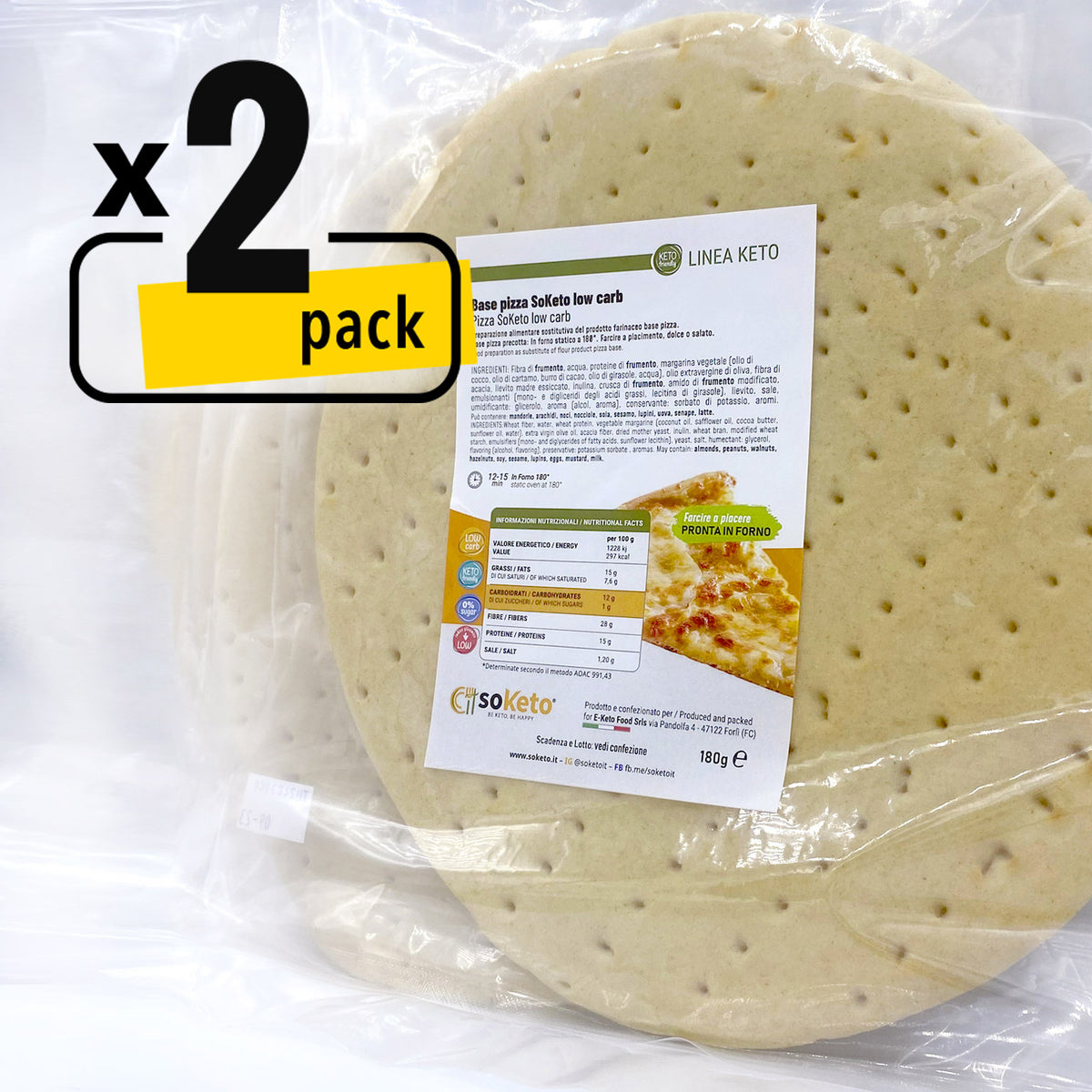 2 Base Pizza Keto e Low Carb (2x180 gr)