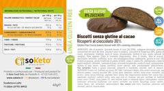 Biscotti KETO SENZA GLUTINE CACAO ricoperti cioccolato 0% zuccheri