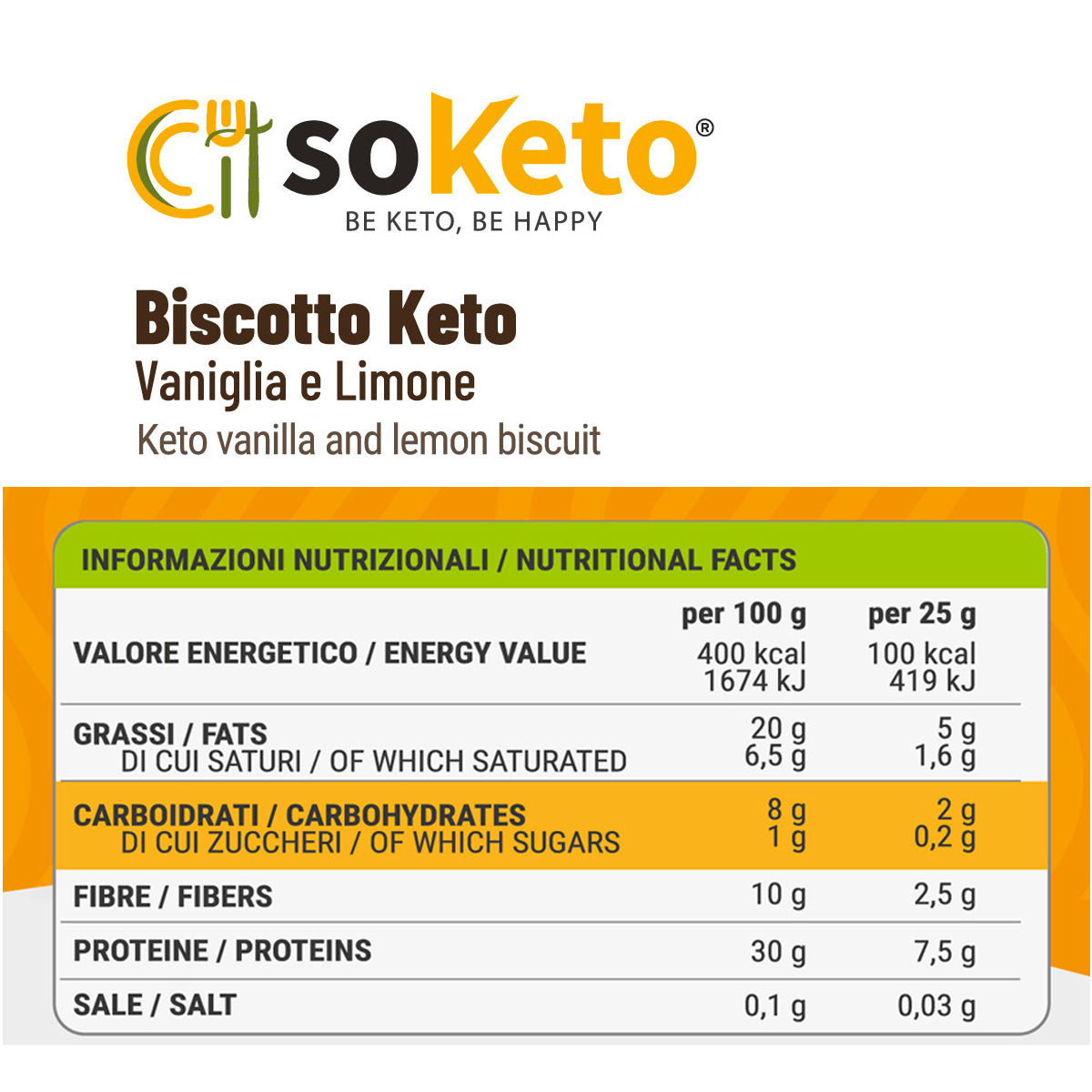 Biscotti Keto Vaniglia e Limone (50g)
